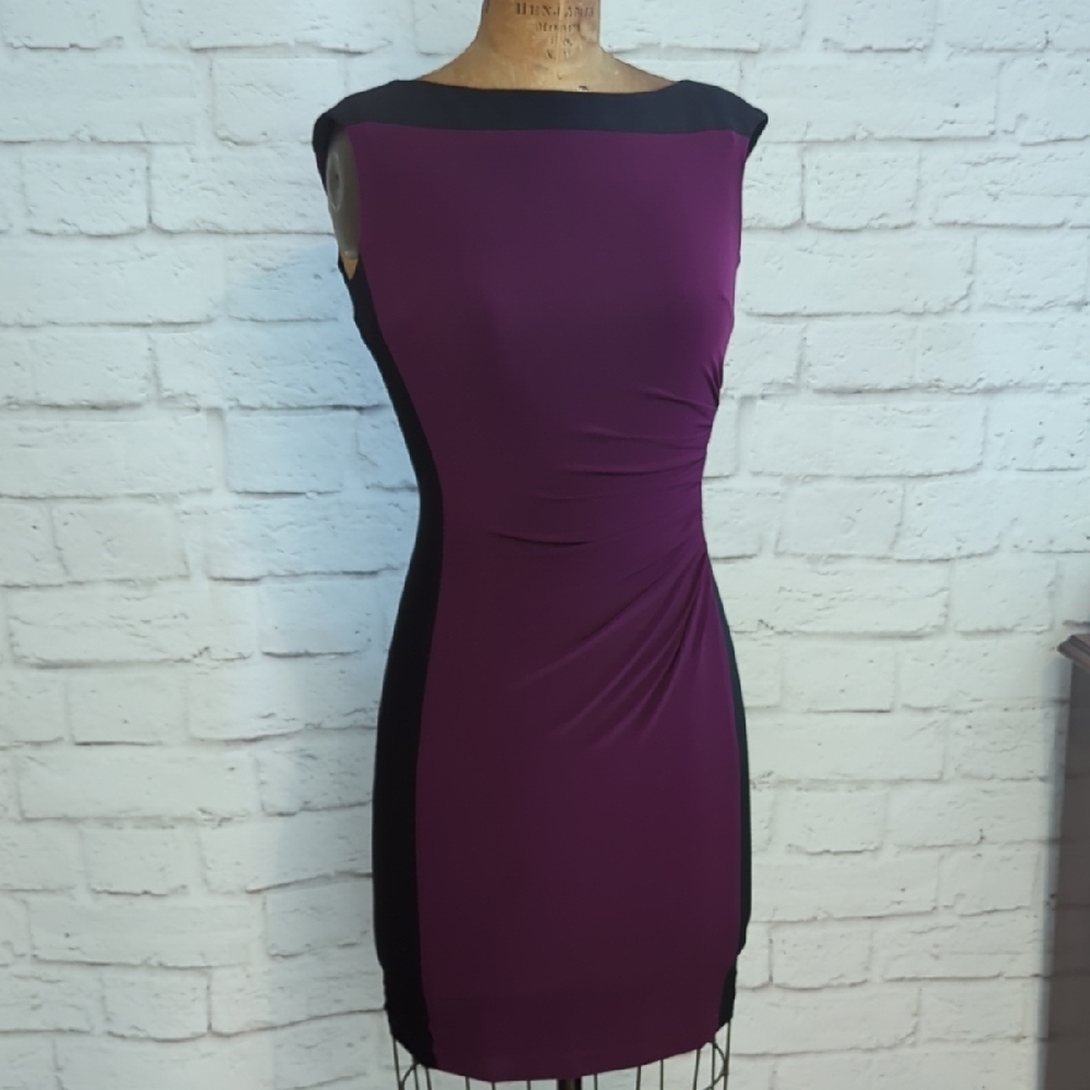 Ralph Lauren Purple Sheath Mini Dress Bateau Neckline